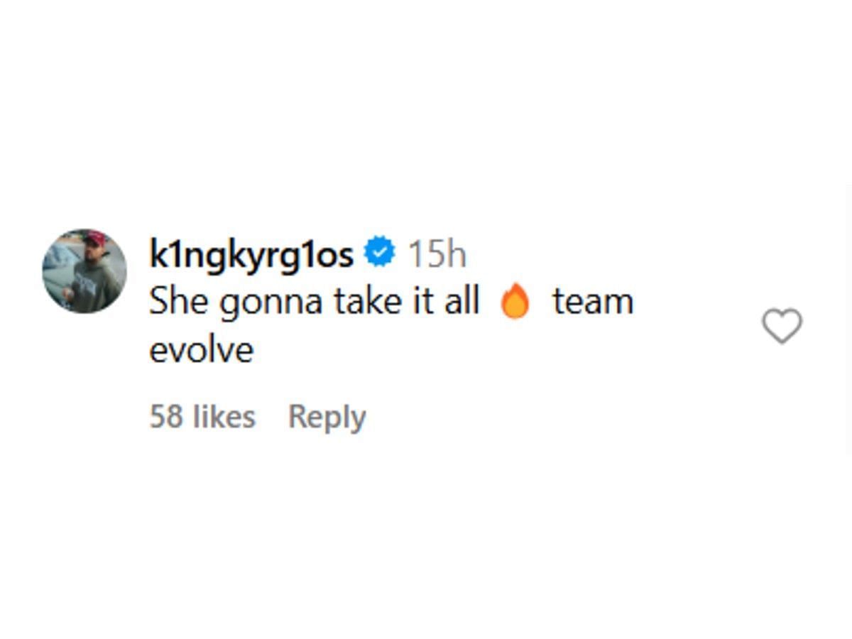 Kyrgios' comment on Instagram